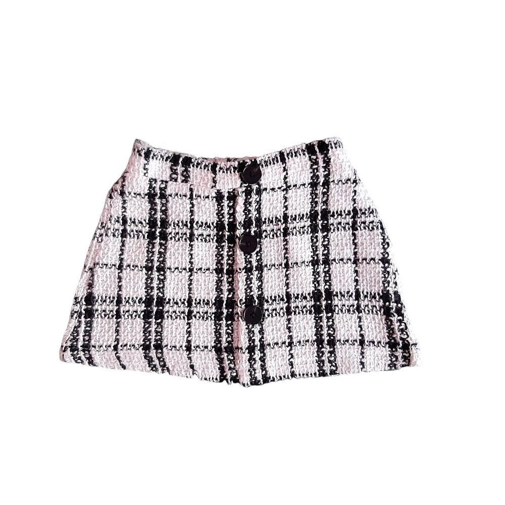 Baby Girl's Pat Pat White & Black Checkered Skirt- Size 12-18M